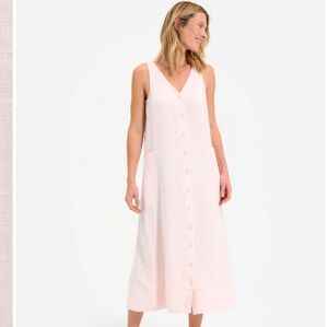 Mate The Label Organic Linen Button Front Dress In Opal